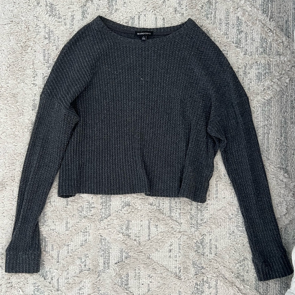 Beyond Yoga Dark Grey Waffle Longsleeve Top